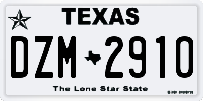TX license plate DZM2910