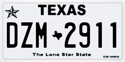 TX license plate DZM2911