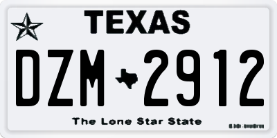 TX license plate DZM2912