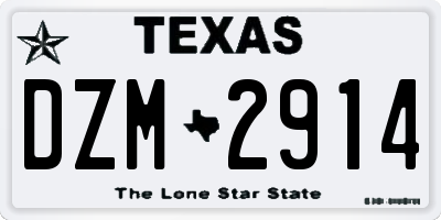 TX license plate DZM2914