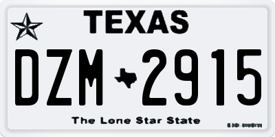 TX license plate DZM2915