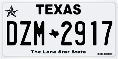 TX license plate DZM2917
