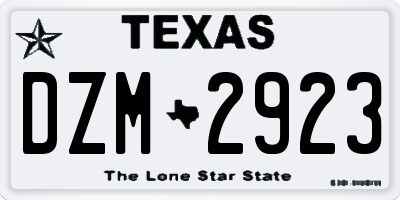 TX license plate DZM2923