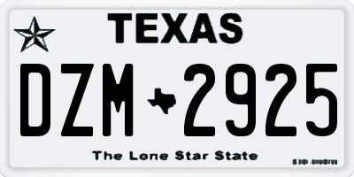 TX license plate DZM2925