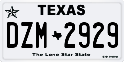 TX license plate DZM2929
