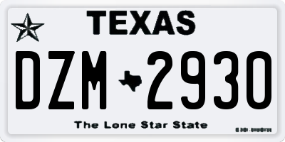 TX license plate DZM2930