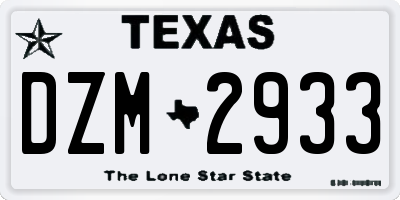 TX license plate DZM2933