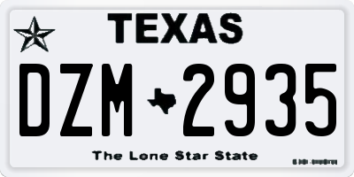TX license plate DZM2935