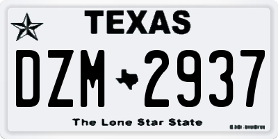 TX license plate DZM2937