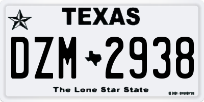 TX license plate DZM2938