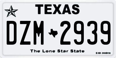 TX license plate DZM2939