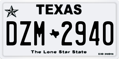 TX license plate DZM2940