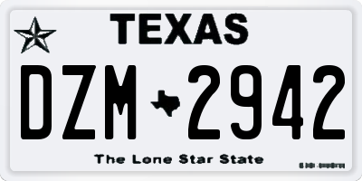 TX license plate DZM2942