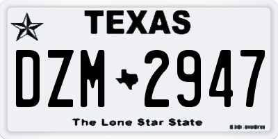 TX license plate DZM2947