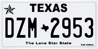 TX license plate DZM2953