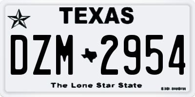 TX license plate DZM2954