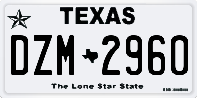 TX license plate DZM2960
