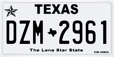TX license plate DZM2961