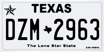 TX license plate DZM2963