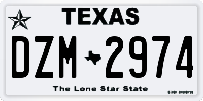 TX license plate DZM2974