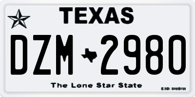 TX license plate DZM2980