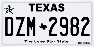 TX license plate DZM2982