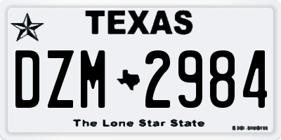 TX license plate DZM2984