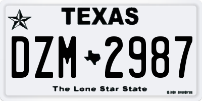 TX license plate DZM2987
