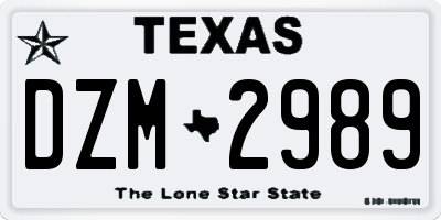 TX license plate DZM2989