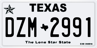 TX license plate DZM2991