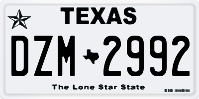 TX license plate DZM2992