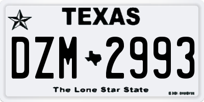 TX license plate DZM2993
