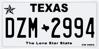 TX license plate DZM2994