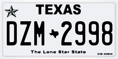TX license plate DZM2998