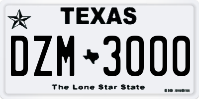 TX license plate DZM3000