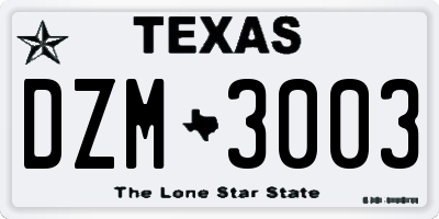 TX license plate DZM3003