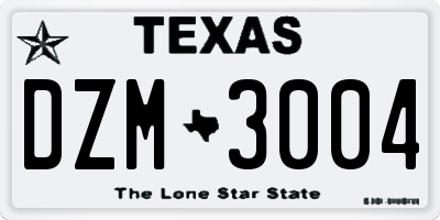 TX license plate DZM3004