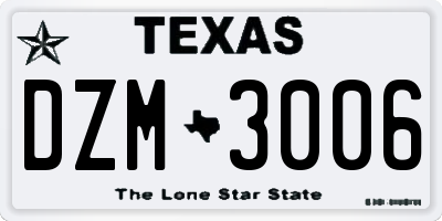 TX license plate DZM3006