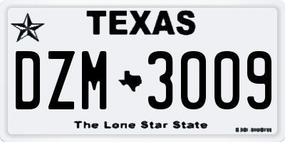 TX license plate DZM3009