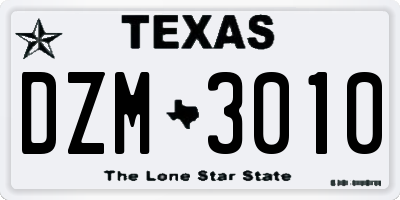 TX license plate DZM3010