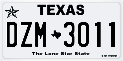TX license plate DZM3011