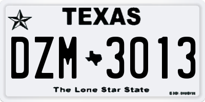 TX license plate DZM3013