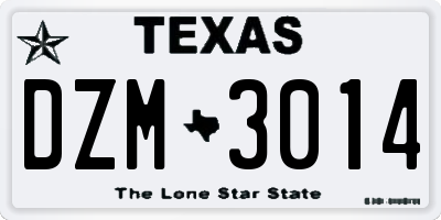 TX license plate DZM3014