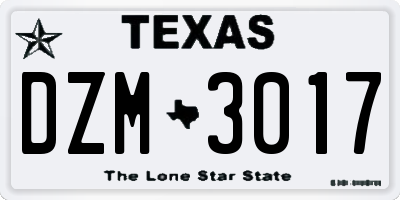 TX license plate DZM3017