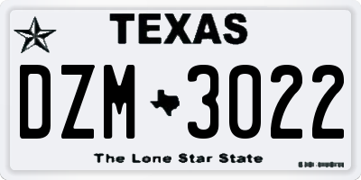 TX license plate DZM3022
