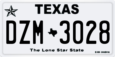 TX license plate DZM3028