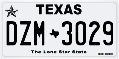 TX license plate DZM3029
