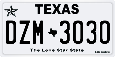 TX license plate DZM3030