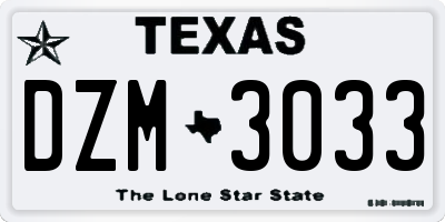 TX license plate DZM3033