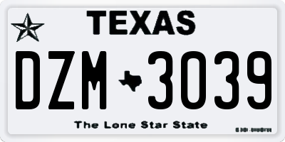 TX license plate DZM3039